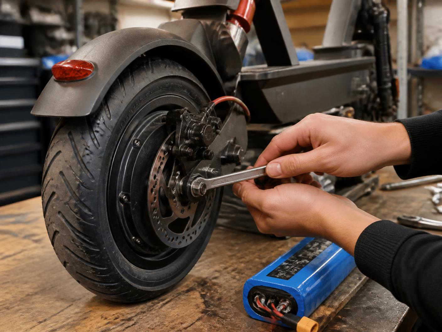 Intervention sur le moteur roue et le freinage d'une trottinette électrique